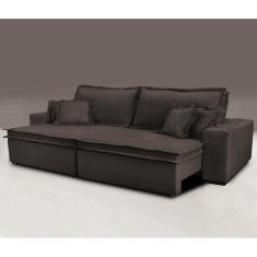 Sofa Retrátil E Reclinável Com Molas Cama Inbox Premium 2,52m Tecido Em Linho Marrom