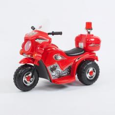 Mini Moto Elétrica Infantil Motinha Policial Com Sirene Baú Bateria Recarregável 6V Vermelho