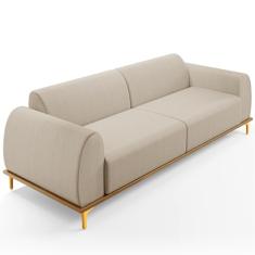 Sofá 04 Lugares Para Sala de Estar Kiev 260 cm D02 Linho Bege C-107 - Lyam Decor
