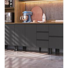 Balcão de Cozinha para Pia 120 Cm 2 Portas 3 Gavetas Quiditá - Montana com Grafite