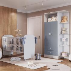 Quarto de Bebê Completo Guarda Roupa e Berço Corujinha Percasa