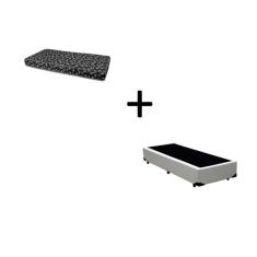 Cama Box Solteiro 88 Tecido Sintético Branco Com Colchão New York Preto D28 - 100% Espuma - 54x88x188
