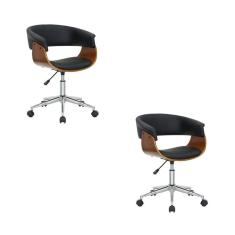 Kit 2 Cadeiras Escritório Diretor Giratória Regulável Preto