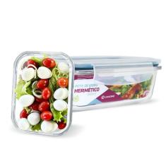 Kit Conjunto 2 Potes Vidro Hermético Tampa Plástico Marmita Mantimento