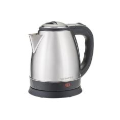 Chaleira eletrica 220v em aço inox 1,8 litros agratto, Preto e Prata, 