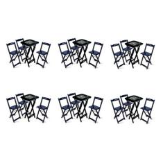 Kit 6 Conjuntos de Mesa Bistrô Dobrável Jack Daniel's com 3 Banquetas 