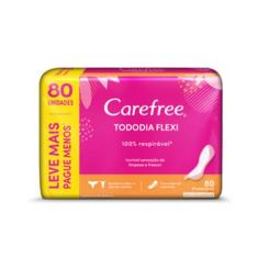 Protetor Diário Carefree Todo dia Flexi sem Perfume 80 Unidades Leve M