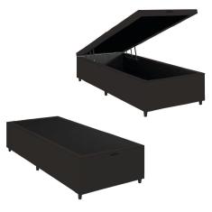 Cama Box Com Baú 0,96m Com 41cm De Altura Prince Preto Preto