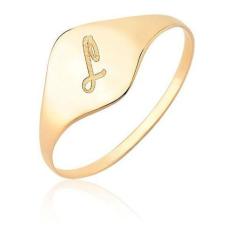 Anel De Mindinho Feminino Letra Gravado Laser Ouro 18k  A69 - MAEHLER 