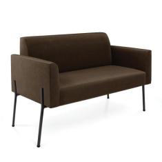 Sofá Namoradeira 2 Lugares Pé De Ferro Preto Marisa Suede Marrom D03 -