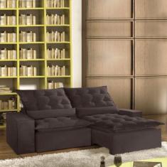 Sofá Retrátil E Reclinável 2.50m Veludo Marrom Montano