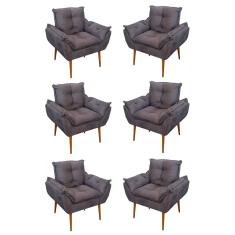 Kit 06 Sofás 1 Lugar De Luxo Opala Sala, Quarto Suede Cor:cinza