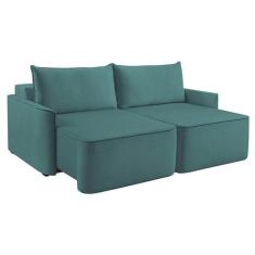 Sofá 3 Lugares Retrátil Moon com USB Linho Verde 220 cm - Modern