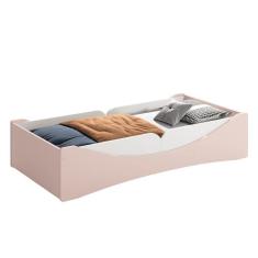 Cama Evolutiva Luna com 2 Kits Proteção Lateral Lisa e Colchão D33 - Reller Móveis Rosa Fosco