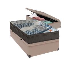 Ortobom Solteiro Molas Ensacadas D26 Base Box Baú Bege Bege