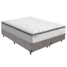 Cama Box Completa Queen Amsterdã com Colchão Molas Ensacadas Cinza Probel