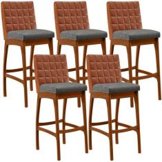 Kit 05 Banquetas Altas Sala De Jantar Fixa Mila L02 material sintético