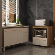 Balcão Armário Cozinha Gabinete de Pia 140 cm Camila e Balcão Amanda P