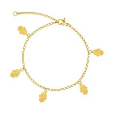 Pulseira Aço GLAM Groumet Mão de Fátima 11x7mm 21cm Gold IPG