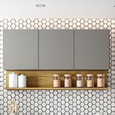 Armário para Cozinha 3 Portas 120cm Line Kits Paraná Gris/freijó