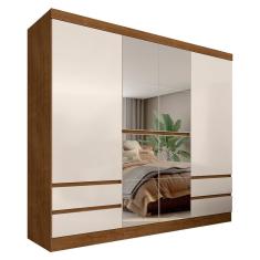 Roupeiro Casal Com Espelho 6 Portas Diplomata Freijó/off Premium - M.A