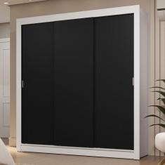 Guarda-Roupa Casal 3 Portas de Correr Branco/Preto Sublime Madesa