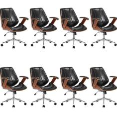 Kit 8 Cadeiras Escritório Diretor Giratória Kopenhagen Preto