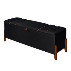 Recamier Baú Retro Sapateira Quarto E Sala Pés Madeira Casal Roma 130c