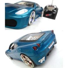 Carrinho De Controle Remoto Carro Ferrari F430 Com Led Azul - toys