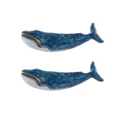 SOFFEE DESIGN Conjunto de 2 puxadores de gaveta de armário de metal vintage com formato de baleia azul, maçanetas de armário envelhecidas estilo ocidental, maçanetas antigas com parafusos de montagem