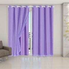 Cortina Blackout PVC com Tecido Voil 2,80 m x 2,30 m - Lilás - EDDI CA