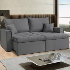 Sofá Cama Dallas 170 Cm sem Caixa Veludo Cinza Cinza