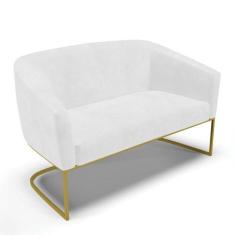 Sofá Namoradeira 2 Lugares Base Industrial Dourado Stella Corano D03 -
