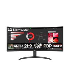 Monitor UltraWide 34” LG 34WR50QC-B com Tela VA, WQHD, 100Hz, AMD FreeSync, HDR10, PBP – Preto