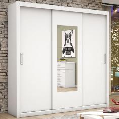 Guarda-roupa Bahia Com Espelho Branco Carioca Móveis Branco