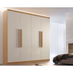 Guarda Roupa Solteiro 4 Portas E 3 Gavetas Império Naturale/Off White - Rufato