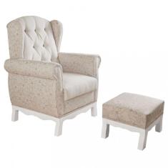 Poltrona de Amamentação com Puff Realeza Bege - Canaã