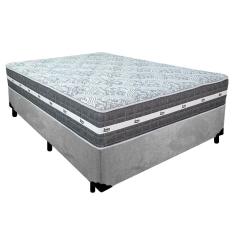 Cama Box Casal Completa Black Graphite Molas Ensacadas Suede 138x188x64cm Cinza Anjos Colchões