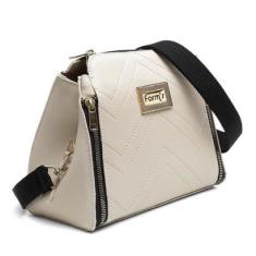 Bolsa Transversal Feminina Pequena com Detalhes Ziper e Costuras Alça Regulavel-Feminino