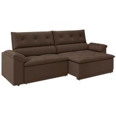 Sofá Retrátil Reclinável 3 Lugares Veludo Ibiza Besthouse, Marrom, 3