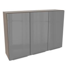Armário Aéreo Madesa Lux 120 cm 3 Portas - Rustic/Cinza