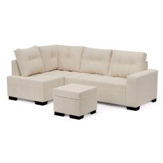 Sofá de Canto 6 Lugares Gávea Suede Bege