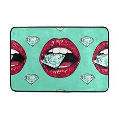 My Daily Sparkling Diamond Lips Capacho 40 x 60 cm, sala de estar, quarto, cozinha, banheiro, tapete impresso de espuma leve