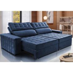Sofá Retrátil e Reclinável 2,15m Cama inBox Big Star. com SoftGel D40 Velupluma