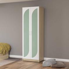 Guarda-Roupa Infantil 2 Portas 3 Gavetas Fox Legno Salinas/Verde Bellagio/Branco