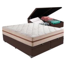 Cama + Box Com Baú Colchão King Classic Anjos Cor:marrom