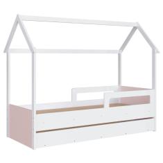 Cama Infantil Montessoriana com Cama Auxiliar Branco e Rosa