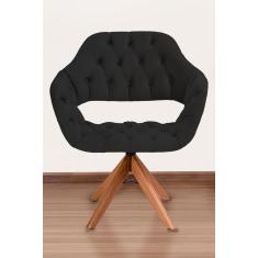 Poltrona Decorativa Sput Pé Giratório de Madeira Capitonê