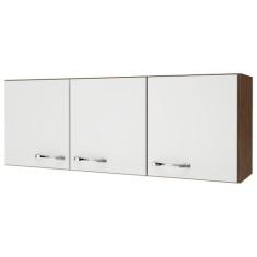 Armário Aéreo 120cm 3 Portas Multiuso Cozinha ou Lavanderia Off-White 