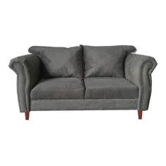 Sofá Suede Paris Luxo Chesterfield 2 Lugares Cinza - Novo Encanto